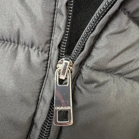 Calvin Klein Women’s Black Hooded Winter Coat Puffer Jacket Size Large - Picture 9 of 15